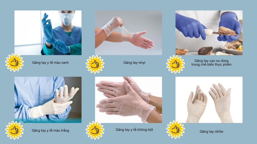 phân biệt găng tay y tế phổ biến