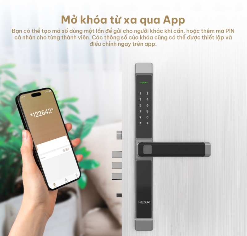 Khóa cửa vân tay Hexa A100