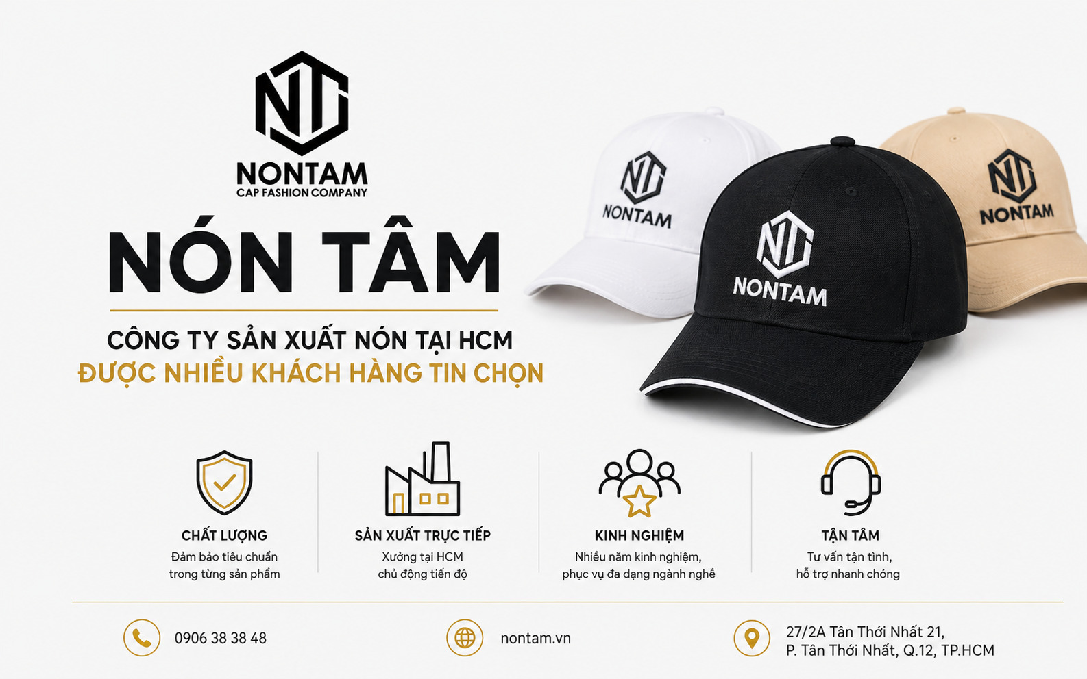 Nón Tâm- công ty sản xuất nón uy tín HCM